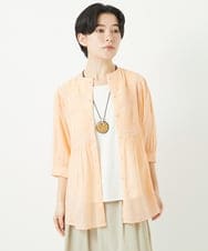 NHBGC89190 GIANNI LO GIUDICE(小さいサイズ)(メゾン ドゥ サンク) コットンボイルノーカラーデザインブラウス ライトブルー