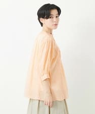 NHBGC89190 GIANNI LO GIUDICE(小さいサイズ)(メゾン ドゥ サンク) コットンボイルノーカラーデザインブラウス ライトブルー