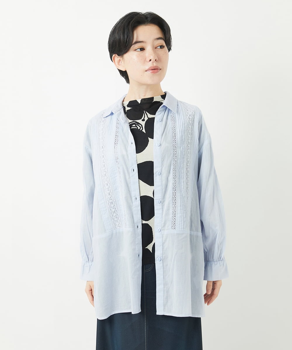 NHBGC90200 GIANNI LO GIUDICE(小さいサイズ)(メゾン ドゥ サンク) コットンボイル襟付きデザインシャツ ホワイト
