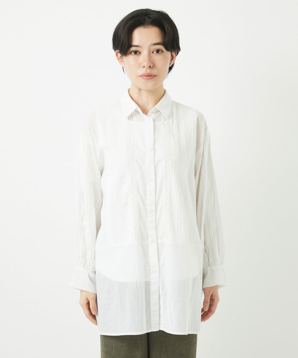 NHBGC90200 GIANNI LO GIUDICE(小さいサイズ)(メゾン ドゥ サンク) コットンボイル襟付きデザインシャツ ホワイト