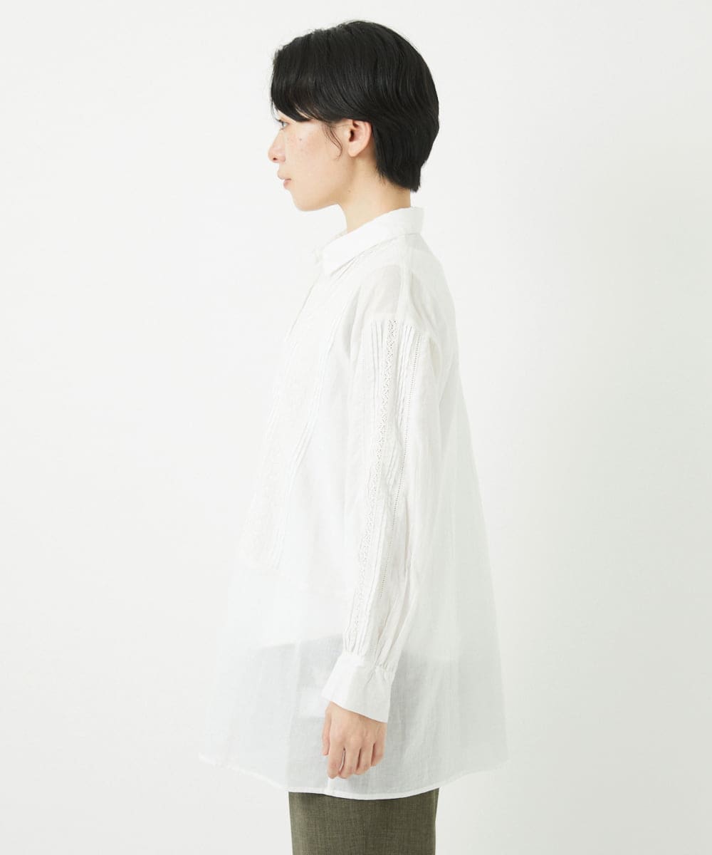 NHBGC90200 GIANNI LO GIUDICE(小さいサイズ)(メゾン ドゥ サンク) コットンボイル襟付きデザインシャツ ホワイト