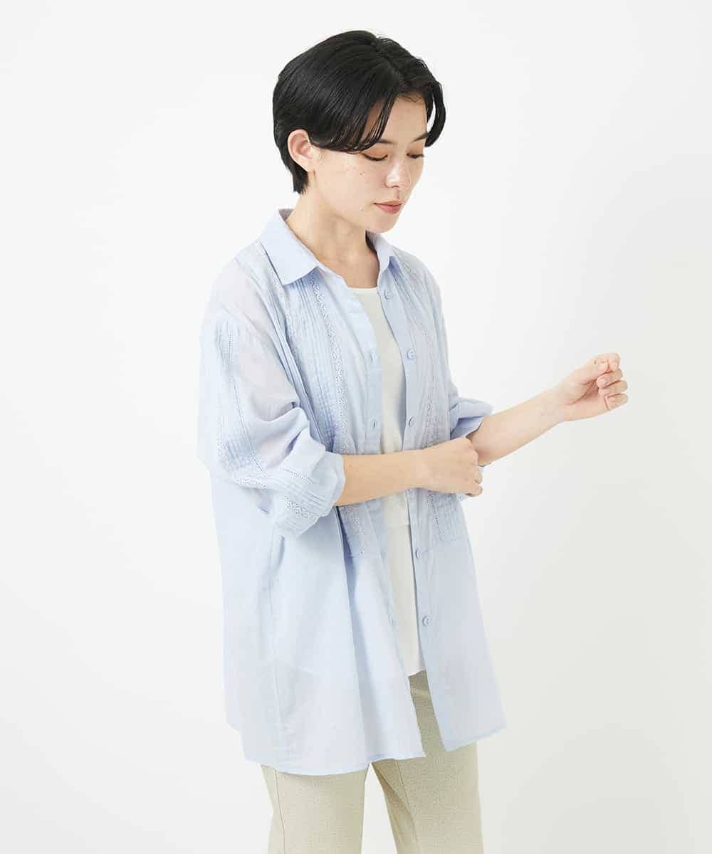NHBGC90200 GIANNI LO GIUDICE(小さいサイズ)(メゾン ドゥ サンク) コットンボイル襟付きデザインシャツ ホワイト
