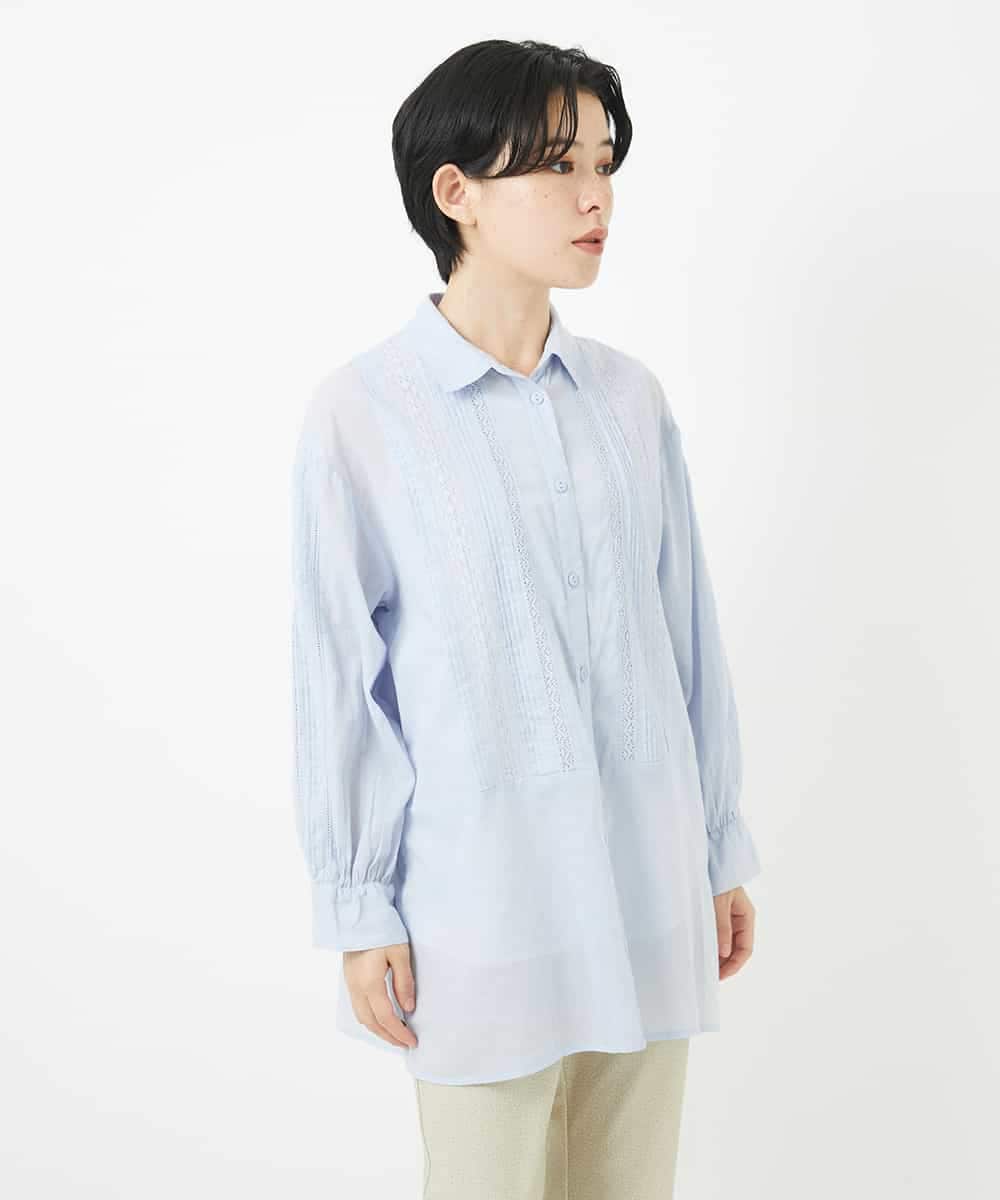 NHBGC90200 GIANNI LO GIUDICE(小さいサイズ)(メゾン ドゥ サンク) コットンボイル襟付きデザインシャツ ホワイト