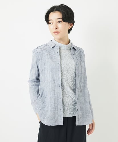 NHBGC92220 GIANNI LO GIUDICE(小さいサイズ) コットンリネンドット柄ピンタックブラウス
