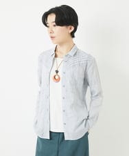 NHBGC92220 GIANNI LO GIUDICE(小さいサイズ)(メゾン ドゥ サンク) コットンリネンドット柄ピンタックブラウス ライトグレー