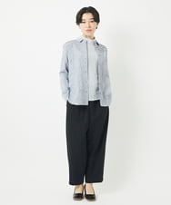 NHBGC92220 GIANNI LO GIUDICE(小さいサイズ)(メゾン ドゥ サンク) コットンリネンドット柄ピンタックブラウス ライトグレー
