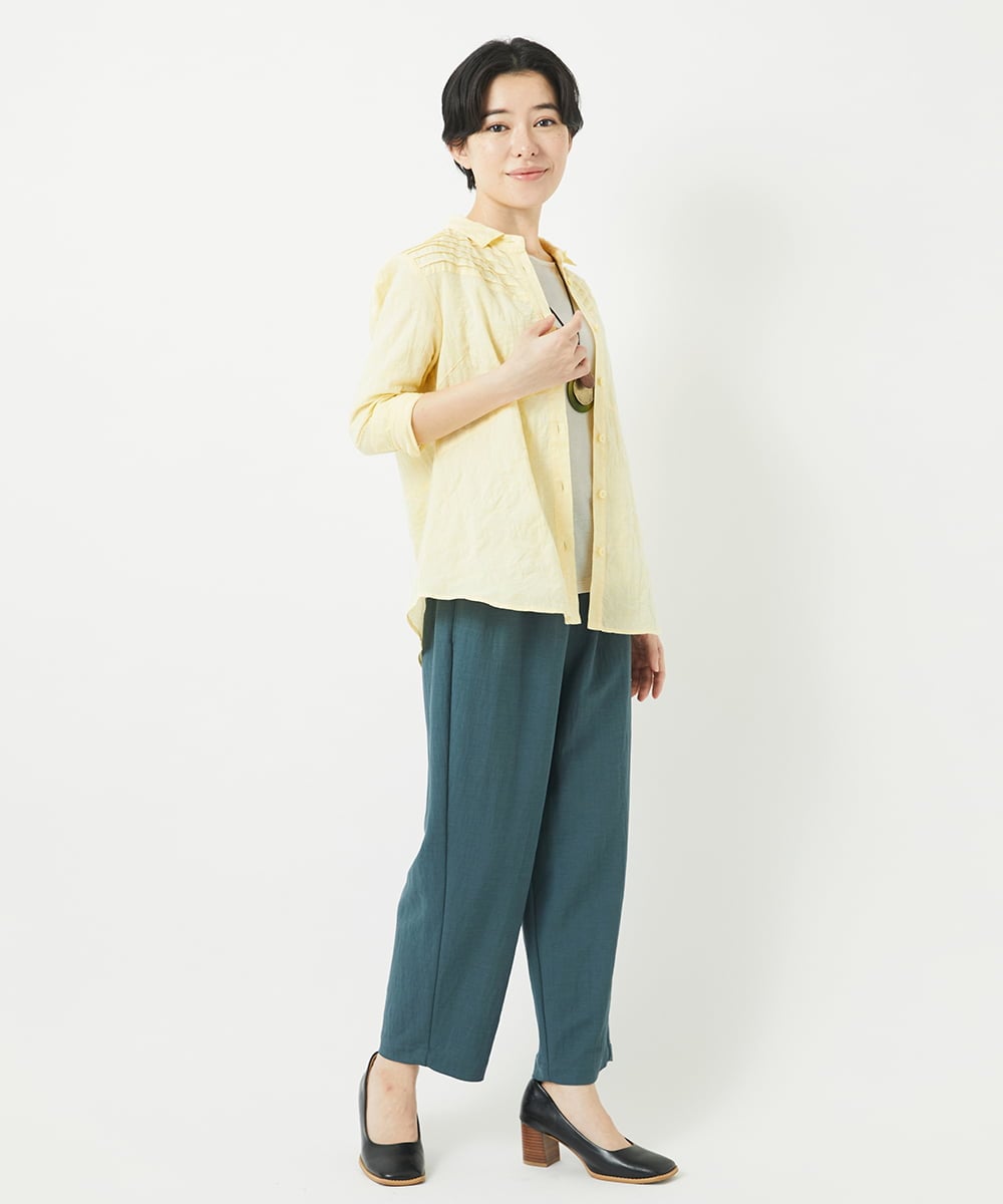 NHBGC92220 GIANNI LO GIUDICE(小さいサイズ)(メゾン ドゥ サンク) コットンリネンドット柄ピンタックブラウス ライトグレー