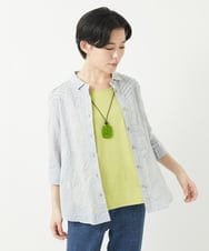 NHBGC92220 GIANNI LO GIUDICE(小さいサイズ)(メゾン ドゥ サンク) コットンリネンドット柄ピンタックブラウス ライトグレー