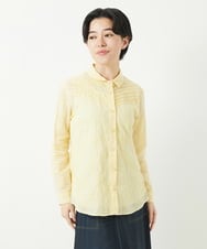 NHBGC92220 GIANNI LO GIUDICE(小さいサイズ)(メゾン ドゥ サンク) コットンリネンドット柄ピンタックブラウス ライトグレー