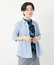 NHBGC92220 GIANNI LO GIUDICE(小さいサイズ)(メゾン ドゥ サンク) コットンリネンドット柄ピンタックブラウス ライトグレー