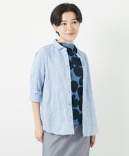 NHBGC92220 GIANNI LO GIUDICE(小さいサイズ)(メゾン ドゥ サンク) コットンリネンドット柄ピンタックブラウス ライトグレー