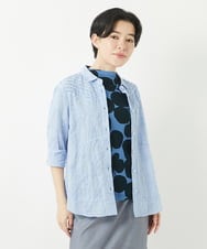 NHBGC92220 GIANNI LO GIUDICE(小さいサイズ)(メゾン ドゥ サンク) コットンリネンドット柄ピンタックブラウス ライトグレー