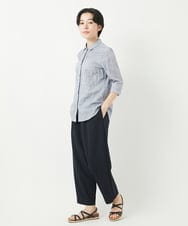 NHBGC92220 GIANNI LO GIUDICE(小さいサイズ)(メゾン ドゥ サンク) コットンリネンドット柄ピンタックブラウス ライトグレー