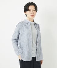 NHBGC92220 GIANNI LO GIUDICE(小さいサイズ)(メゾン ドゥ サンク) コットンリネンドット柄ピンタックブラウス ライトグレー