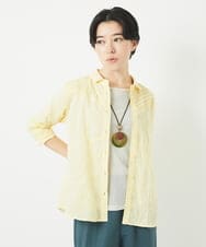 NHBGC92220 GIANNI LO GIUDICE(小さいサイズ)(メゾン ドゥ サンク) コットンリネンドット柄ピンタックブラウス ライトグレー