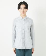NHBGC92220 GIANNI LO GIUDICE(小さいサイズ)(メゾン ドゥ サンク) コットンリネンドット柄ピンタックブラウス ライトグレー
