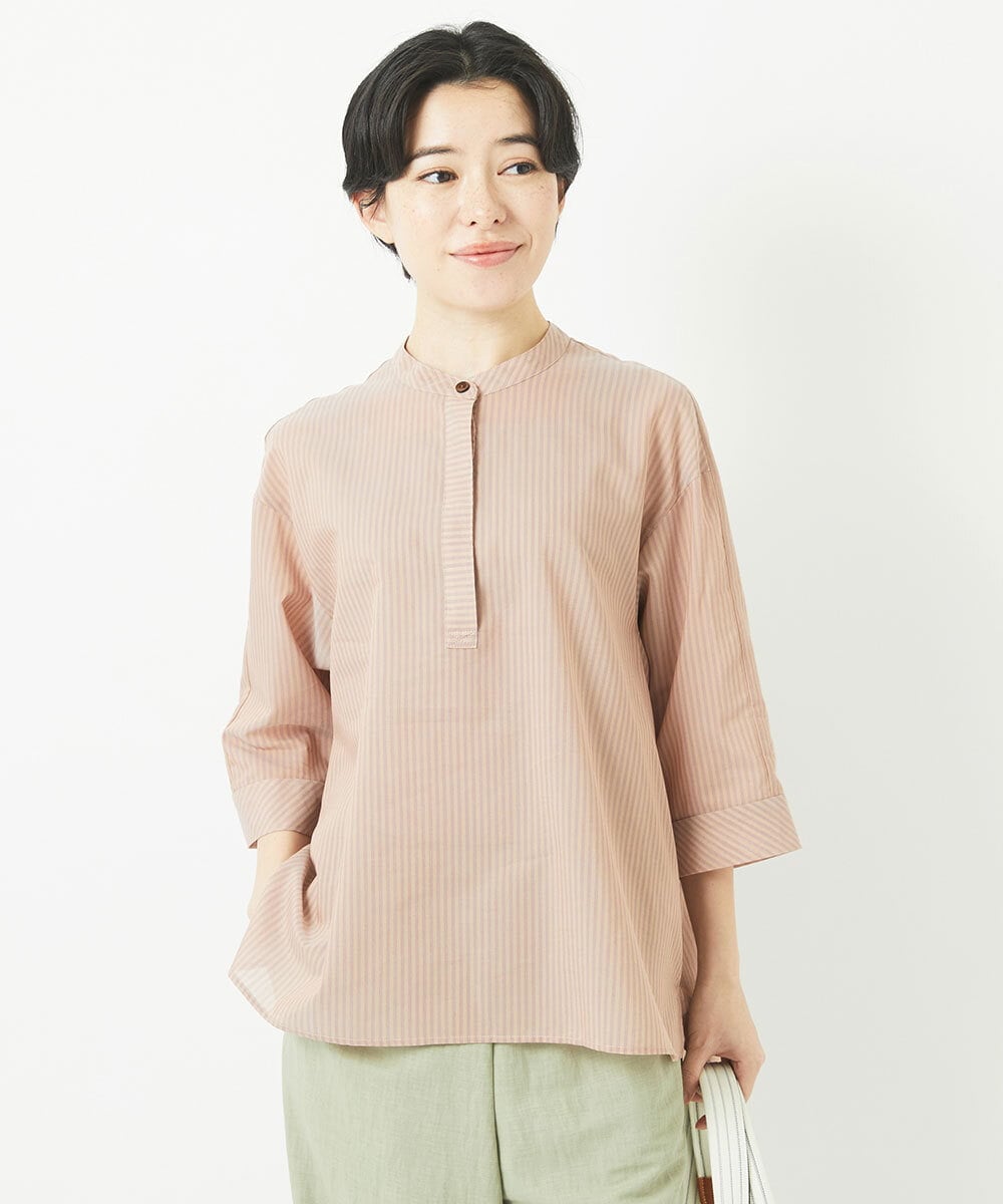 NHBGC93230 GIANNI LO GIUDICE(小さいサイズ)(メゾン ドゥ サンク) オーガニックコットンストライプブラウス グレー系