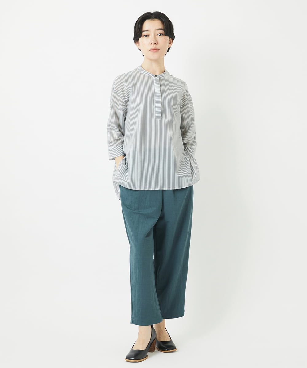 NHBGC93230 GIANNI LO GIUDICE(小さいサイズ)(メゾン ドゥ サンク) オーガニックコットンストライプブラウス グレー系