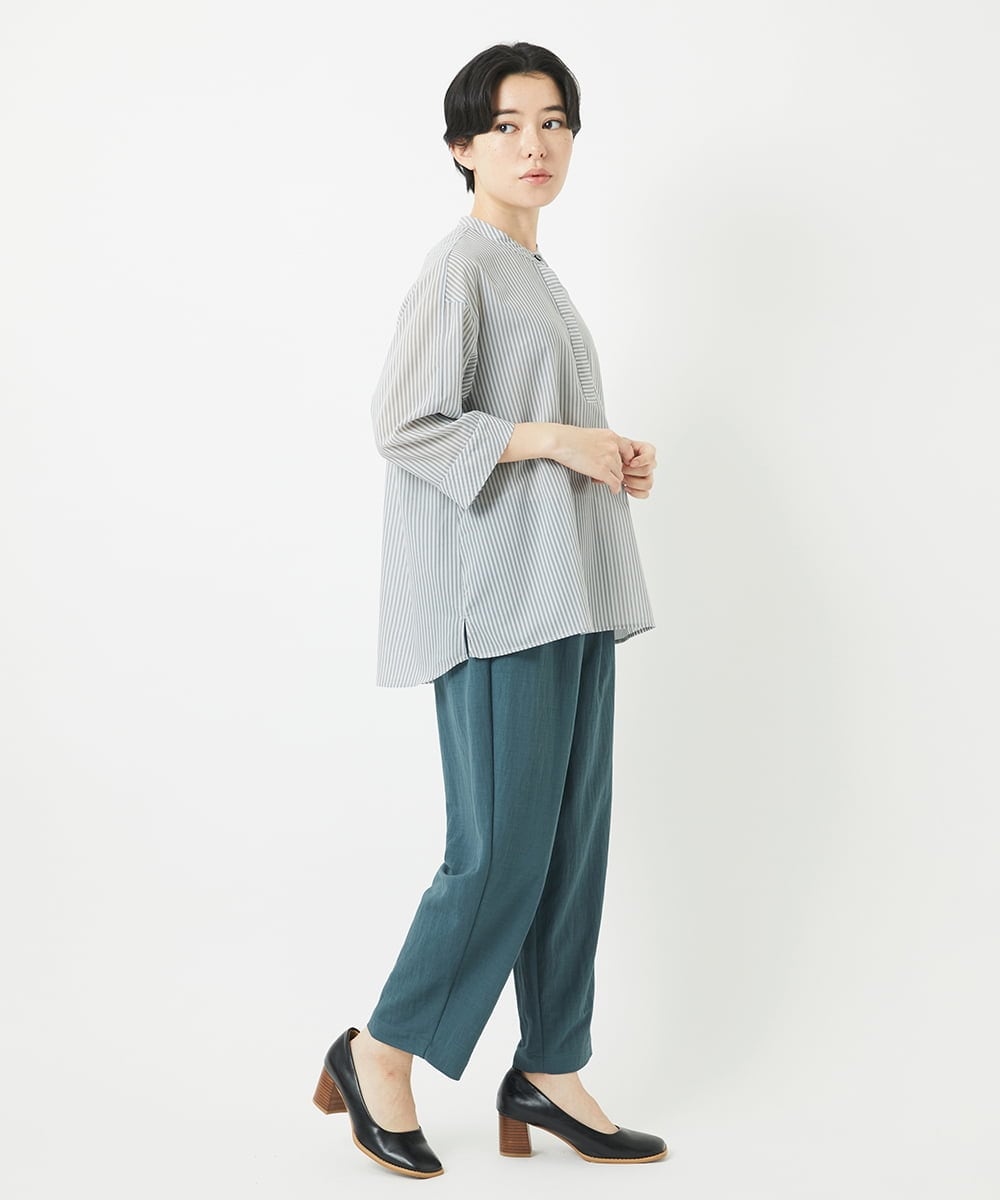 NHBGC93230 GIANNI LO GIUDICE(小さいサイズ)(メゾン ドゥ サンク) オーガニックコットンストライプブラウス グレー系