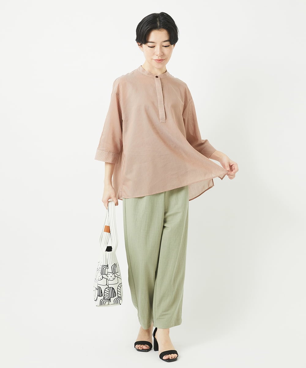 NHBGC93230 GIANNI LO GIUDICE(小さいサイズ)(メゾン ドゥ サンク) オーガニックコットンストライプブラウス グレー系