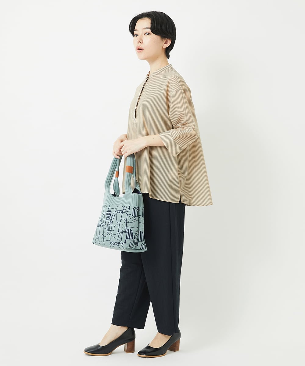 NHBGC93230 GIANNI LO GIUDICE(小さいサイズ)(メゾン ドゥ サンク) オーガニックコットンストライプブラウス グレー系