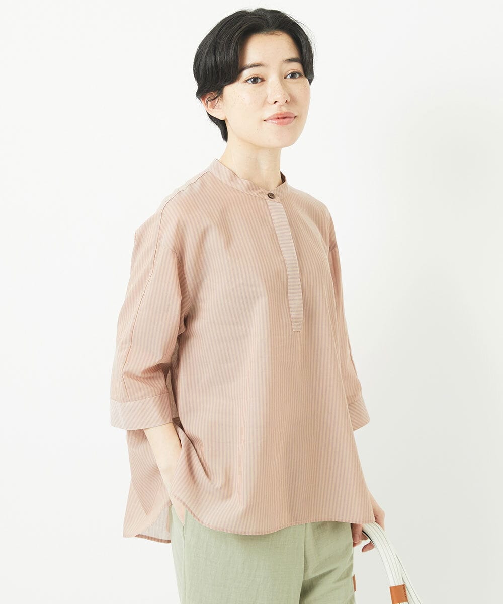 NHBGC93230 GIANNI LO GIUDICE(小さいサイズ)(メゾン ドゥ サンク) オーガニックコットンストライプブラウス グレー系