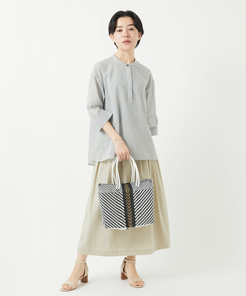 NHBGC93230 GIANNI LO GIUDICE(小さいサイズ)(メゾン ドゥ サンク) オーガニックコットンストライプブラウス グレー系