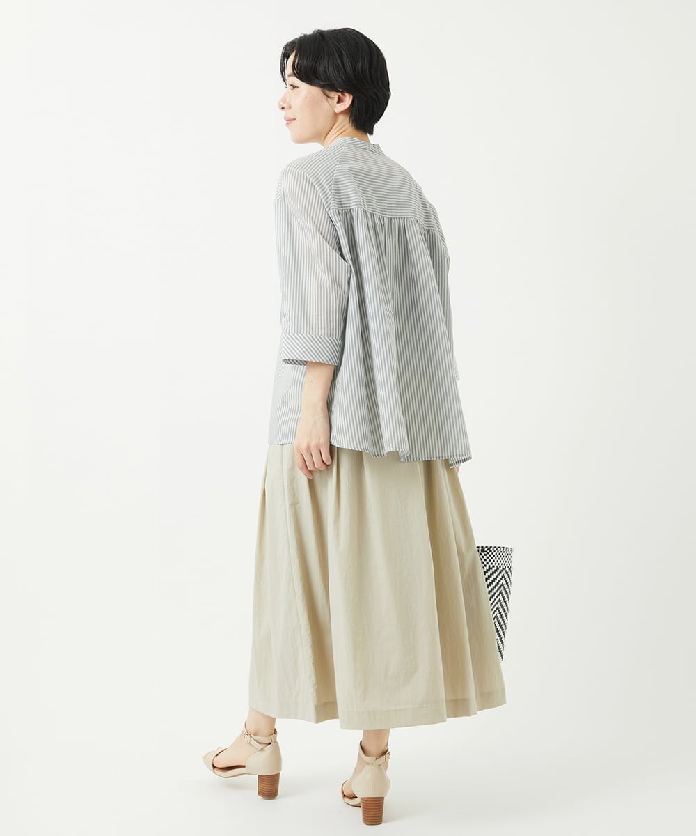NHBGC93230 GIANNI LO GIUDICE(小さいサイズ)(メゾン ドゥ サンク) オーガニックコットンストライプブラウス グレー系