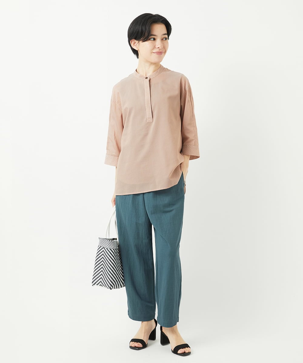 NHBGC93230 GIANNI LO GIUDICE(小さいサイズ)(メゾン ドゥ サンク) オーガニックコットンストライプブラウス グレー系