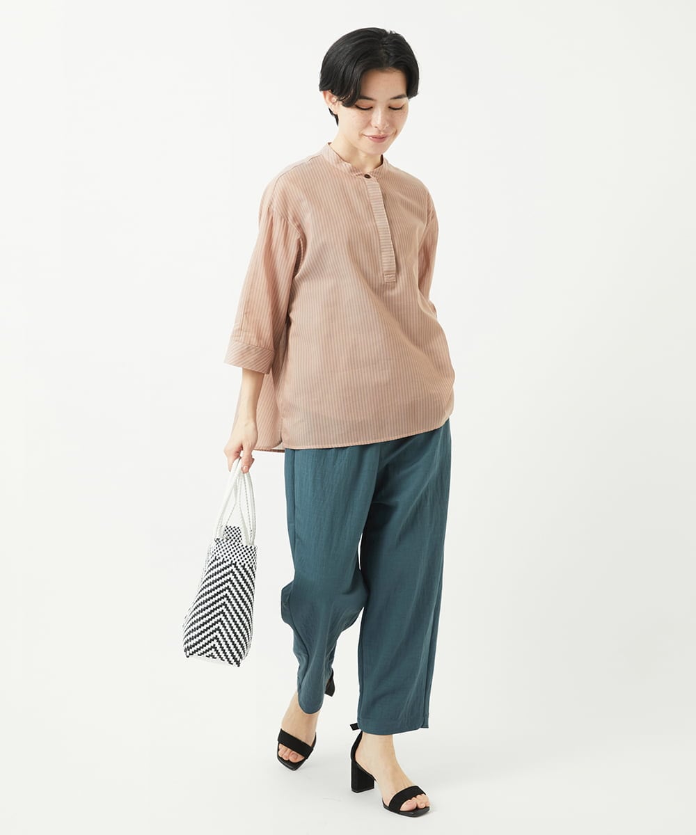 NHBGC93230 GIANNI LO GIUDICE(小さいサイズ)(メゾン ドゥ サンク) オーガニックコットンストライプブラウス グレー系