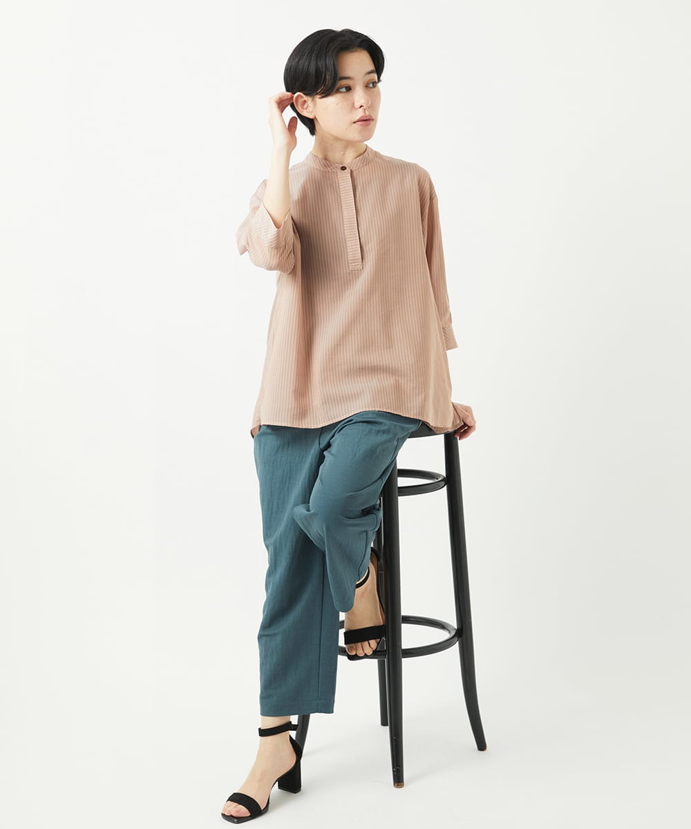 NHBGC93230 GIANNI LO GIUDICE(小さいサイズ)(メゾン ドゥ サンク) オーガニックコットンストライプブラウス グレー系