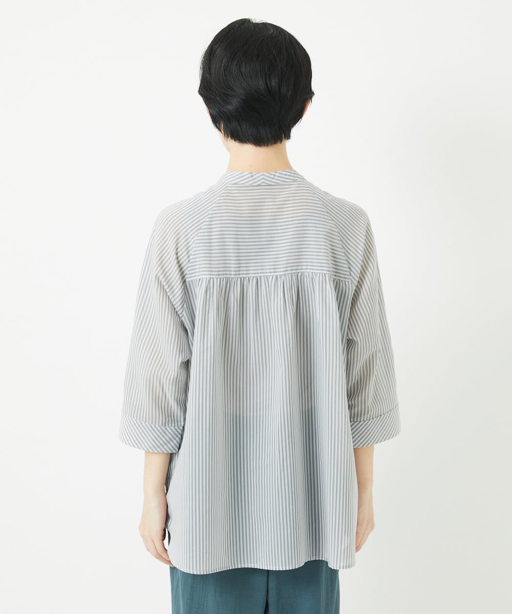 NHBGC93230 GIANNI LO GIUDICE(小さいサイズ)(メゾン ドゥ サンク) オーガニックコットンストライプブラウス グレー系