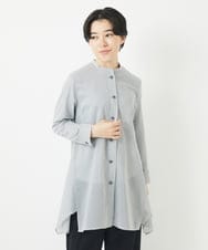 NHBGC94260 GIANNI LO GIUDICE(小さいサイズ)(メゾン ドゥ サンク) オーガニックコットンストライプチュニック丈ブラウス グレー系