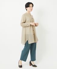 NHBGC94260 GIANNI LO GIUDICE(小さいサイズ)(メゾン ドゥ サンク) オーガニックコットンストライプチュニック丈ブラウス グレー系