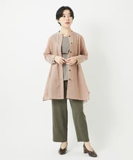 NHBGC94260 GIANNI LO GIUDICE(小さいサイズ)(メゾン ドゥ サンク) オーガニックコットンストライプチュニック丈ブラウス グレー系