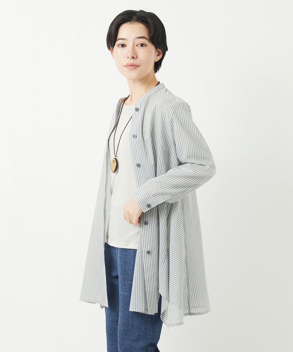NHBGC94260 GIANNI LO GIUDICE(小さいサイズ) オーガニックコットンストライプチュニック丈ブラウス