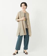 NHBGC94260 GIANNI LO GIUDICE(小さいサイズ)(メゾン ドゥ サンク) オーガニックコットンストライプチュニック丈ブラウス グレー系