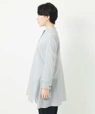 NHBGC94260 GIANNI LO GIUDICE(小さいサイズ)(メゾン ドゥ サンク) オーガニックコットンストライプチュニック丈ブラウス グレー系