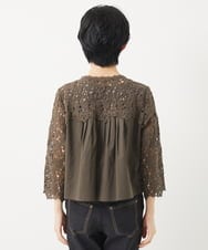 NHBGC95230 GIANNI LO GIUDICE(小さいサイズ)(メゾン ドゥ サンク) ケミカルレースボレロブラウス カーキブラウン