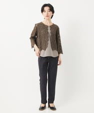 NHBGC95230 GIANNI LO GIUDICE(小さいサイズ)(メゾン ドゥ サンク) ケミカルレースボレロブラウス カーキブラウン