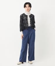 NHBGC95230 GIANNI LO GIUDICE(小さいサイズ)(メゾン ドゥ サンク) ケミカルレースボレロブラウス カーキブラウン