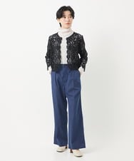 NHBGC95230 GIANNI LO GIUDICE(小さいサイズ)(メゾン ドゥ サンク) ケミカルレースボレロブラウス カーキブラウン