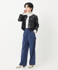 NHBGC95230 GIANNI LO GIUDICE(小さいサイズ)(メゾン ドゥ サンク) ケミカルレースボレロブラウス カーキブラウン