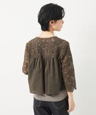 NHBGC95230 GIANNI LO GIUDICE(小さいサイズ)(メゾン ドゥ サンク) ケミカルレースボレロブラウス カーキブラウン