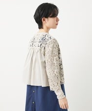 NHBGC95230 GIANNI LO GIUDICE(小さいサイズ)(メゾン ドゥ サンク) ケミカルレースボレロブラウス カーキブラウン