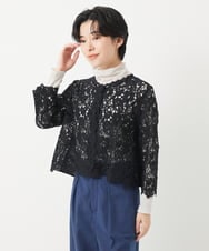 NHBGC95230 GIANNI LO GIUDICE(小さいサイズ)(メゾン ドゥ サンク) ケミカルレースボレロブラウス カーキブラウン