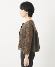 NHBGC95230 GIANNI LO GIUDICE(小さいサイズ)(メゾン ドゥ サンク) ケミカルレースボレロブラウス カーキブラウン