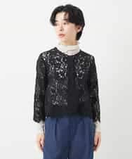 NHBGC95230 GIANNI LO GIUDICE(小さいサイズ)(メゾン ドゥ サンク) ケミカルレースボレロブラウス カーキブラウン