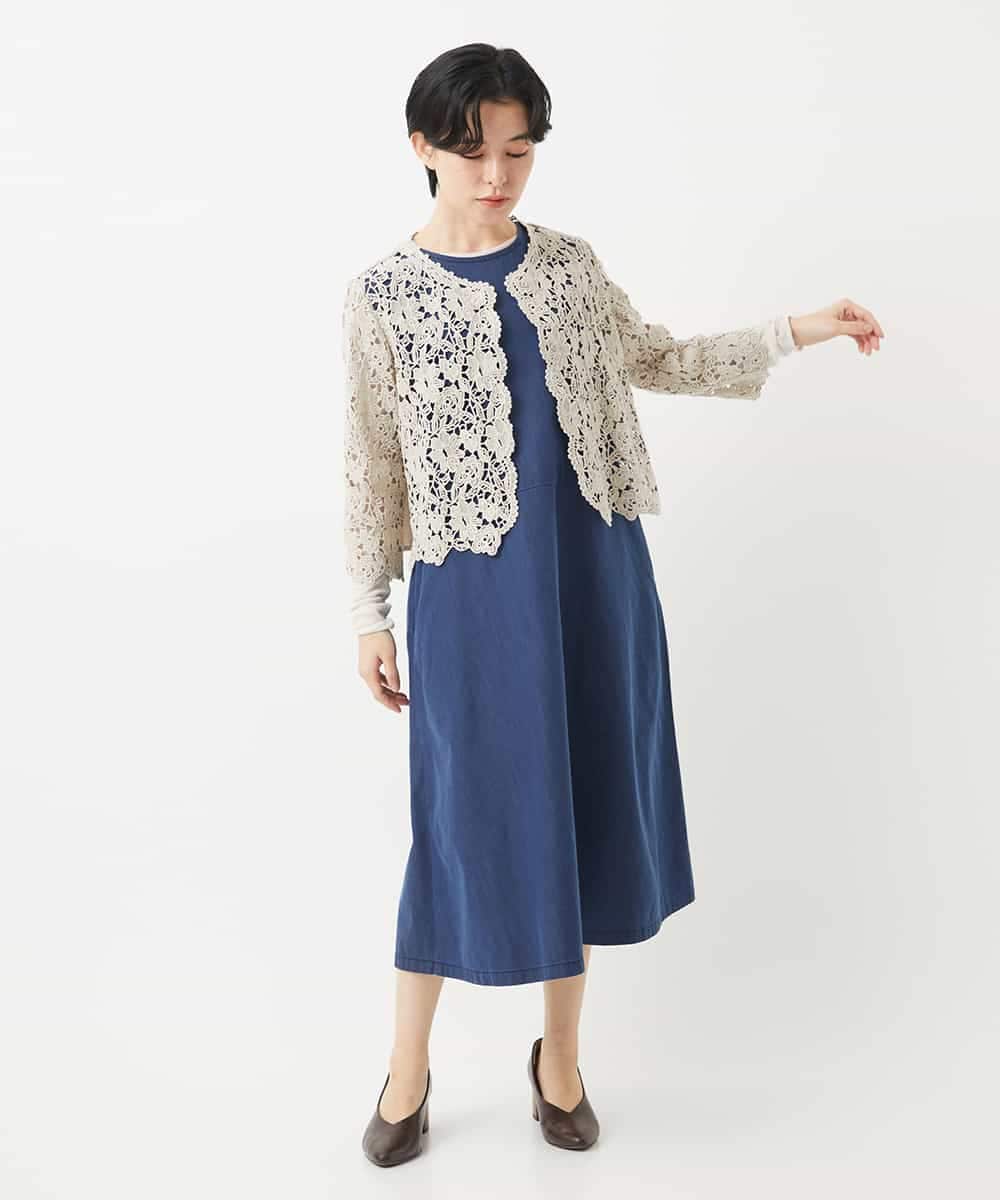 NHBGC95230 GIANNI LO GIUDICE(小さいサイズ)(メゾン ドゥ サンク) ケミカルレースボレロブラウス カーキブラウン