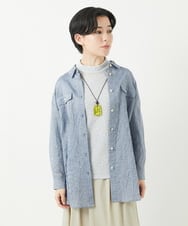 NHBGC96270 GIANNI LO GIUDICE(小さいサイズ)(メゾン ドゥ サンク) 先染めボイルワッシャーブラウス ネイビー